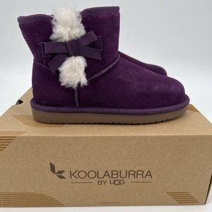 New Koolaburra by UGG Girl's Victoria Mini Boots Bow Shearling Fur Purple Size12